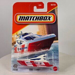 Matchbox MBX Coast Patrol Boat Die-Cast Toy 03/125 Red/White For Ages 3+ Mattel
